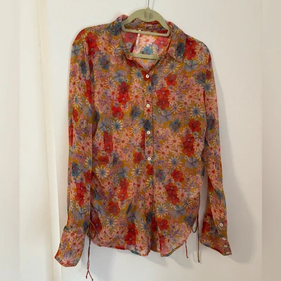 Free People Sheer Floral Blouse - Picture 2 of 3
